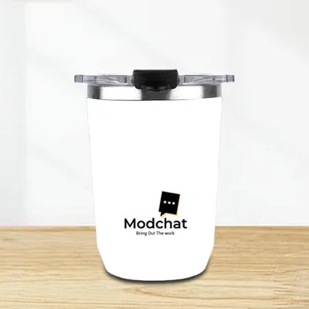 White Customized Stainless Steel Coffee Mug | Premium Clear Cap with Flip Top Lid | Leak Proof | Capacity 350ml approx