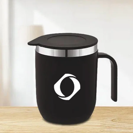 Black Customized Stainless Steel Double Wall Coffee Mug | Leak Proof | Capacity 460ml approx