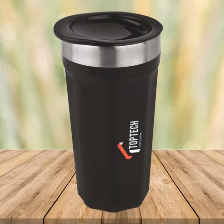 Black Customized Tall Sipper Mug | 304 grade Stainless Steel Inside | Capacity 375ml approx