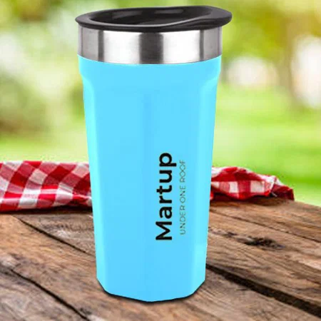 Blue Customized Tall Sipper Mug | 304 grade Stainless Steel Inside | Keeps Hot up to 4 hours | Capacity 375ml