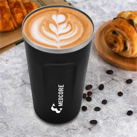 Black Customized Stainless Steel Vacuum Coffee Mug | Premium Flip Top Locking Cap | Capacity 380ml approx