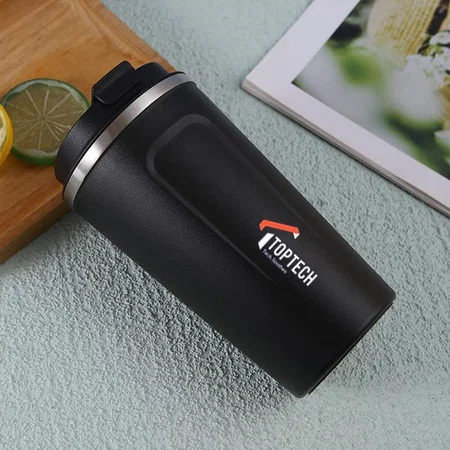 Black Customized Stainless Steel Vacuum Coffee Mug with Temperature Display | Capacity 510ml approx