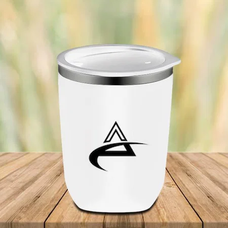 White Customized Stainless Steel Mug with Lid | Leak proof | BPA Free | Capacity 360 ml approx