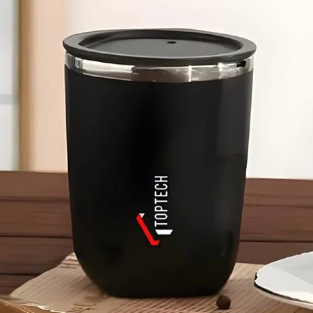 Black Customized Stainless Steel Mug with Lid | Leak proof | BPA Free | Capacity 360 ml approx