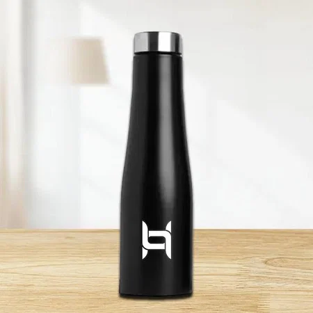 Black Customized Flora Steel Single Wall Bottle Colored | Capacity 1L approx
