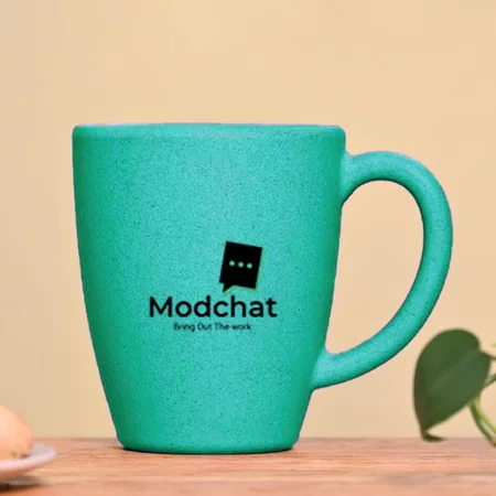 Green Customized Coffee Fiber Eco Friendly Mug with Handle | Capacity 300ml approx