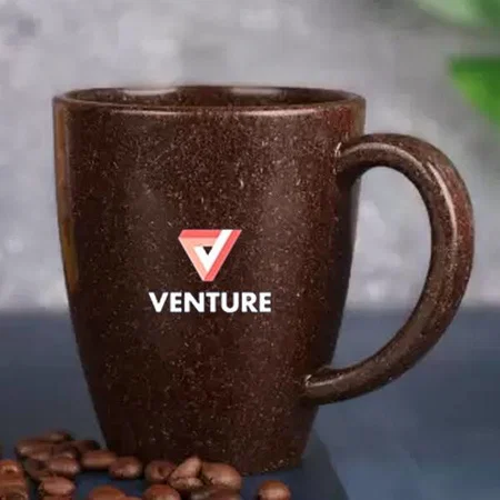 Brown Customized Coffee Fiber Eco Friendly Mug with Handle | Capacity 300ml approx