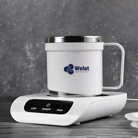 White Customized Set of Coffee Warmer & SS Mug with Lid | Auto Cut off & Overheat Protection