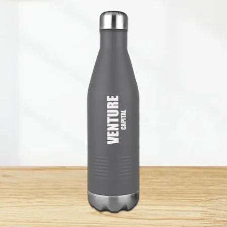 Grey Customized Vacuum Flask | 304 Grade Steel | Keeps hot for 18-24 hours | Copper Layer inside | Capacity 500ml Approx