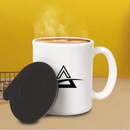 White Customized Ceramic Look Mug with Stainless Steel inside | Lid included | Capacity 350ml approx