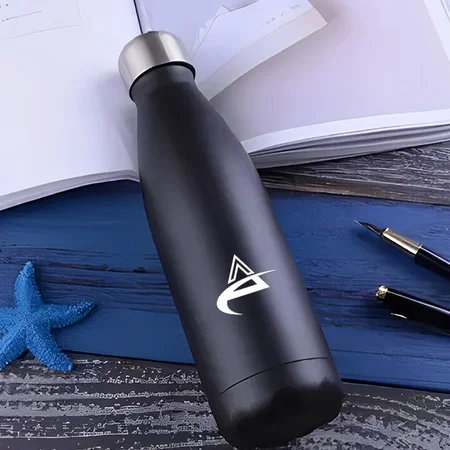 Black Customized 500 ml Vacuum Flask in Color Finish | 304 steel inside & outside | 18 hours hot/cold