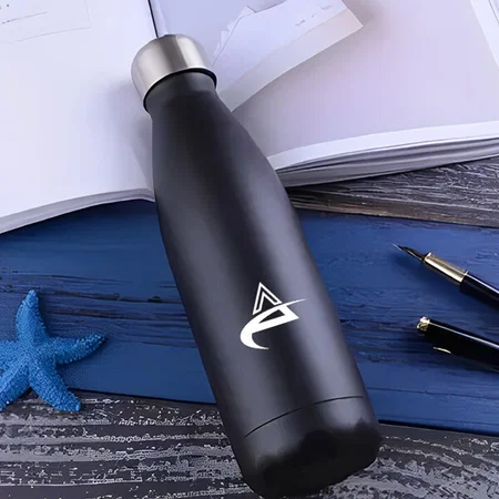 Black Customized 1000 ml Vacuum Flask in Color Finish | 304 Steel Inside & Outside | 18 Hours hot/cold