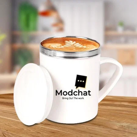 White Customized Mini Steel Mug with Convex Lid | Capacity 200ml Approx