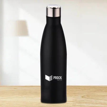 Black Customized Single Wall Steel bottle 1L