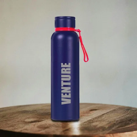 Blue Customized 900ml Vacuum Insulated Flask with Carry Strap | 304 Steel inside & outside | 18 hours hot/cold