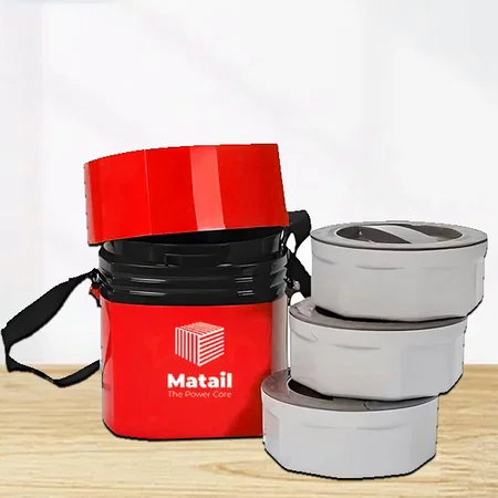 Red Customized Mega Lunch Box (Microwaveable)- 3 Box