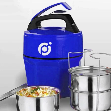 Blue Customized Lunch Box | 3 Containers (Steel)