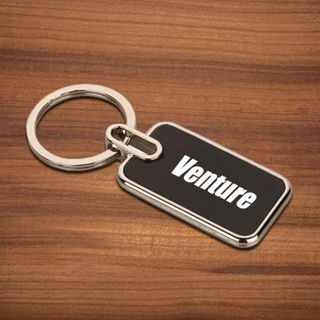 Black Customized Rectangle Metal Keychain