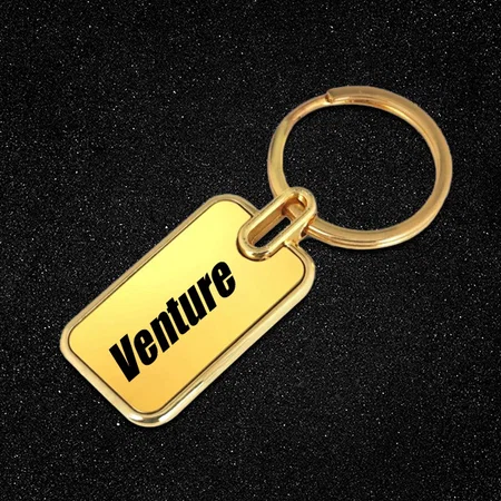 Customized Rectangle Metal Keychain in Gold Finish