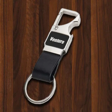 Customized Rectangle hanging metal keychain with Bottle Opener | Gunmetal Plate with PU strap