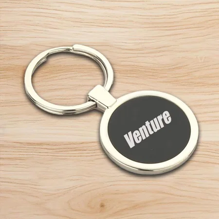 Customized Round Metal Keychain with Black Plate