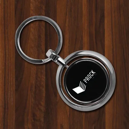 Customized Round Rotating Key Chain with Double Side Gunmetal Plate
