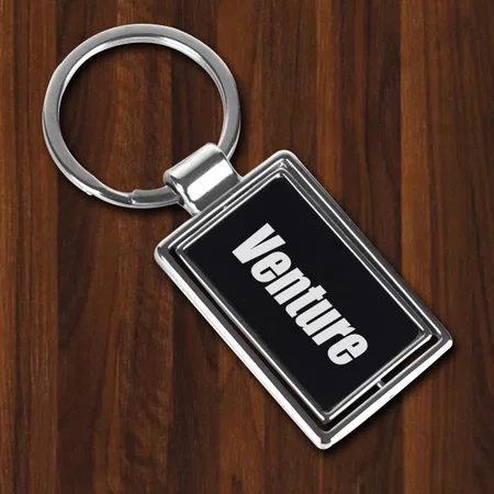 Customied Rectangle Rotating Keychain with Double Side Gunmetal Plate