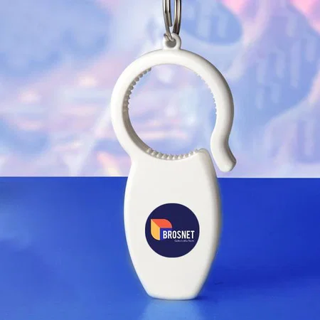 White Customized Universal Bottle and Can Opener Key Chain