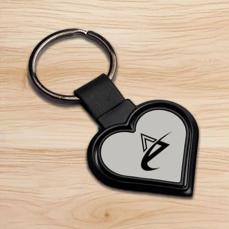Black Customized Rotating Heart Shape Keychain