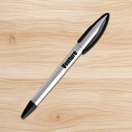 Black Customzed Large Clip Silver Pen
