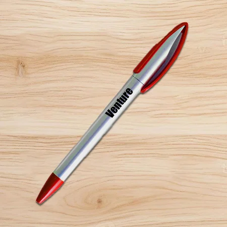 Red Customized Large Clip Silver Pen