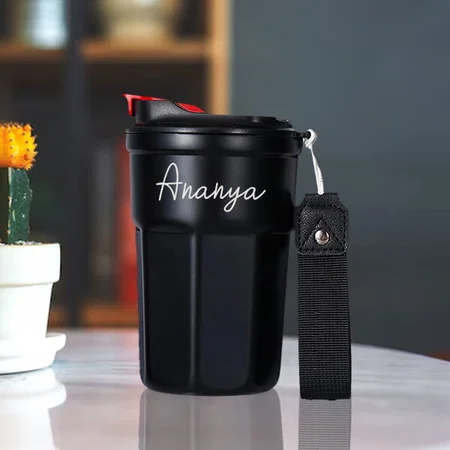 Black Customized Stainless Steel Coffee Mug Leak-Proof Travel Thermal Vacuum Flask