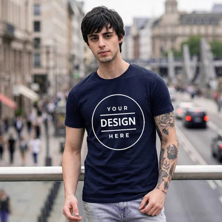 Navy Blue Jack & Jones Joren Customized Crew Neck T-Shirt for Men
