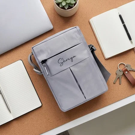 Customized Grey Travel Organizer Sling Bag