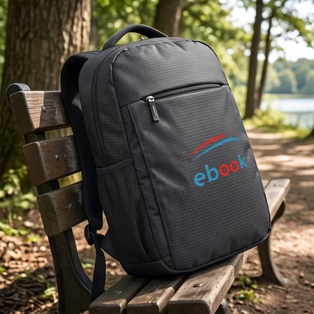 Slim Grey Laptop Backpack with Front Quick-Access Pocket & Side Bottle Holder