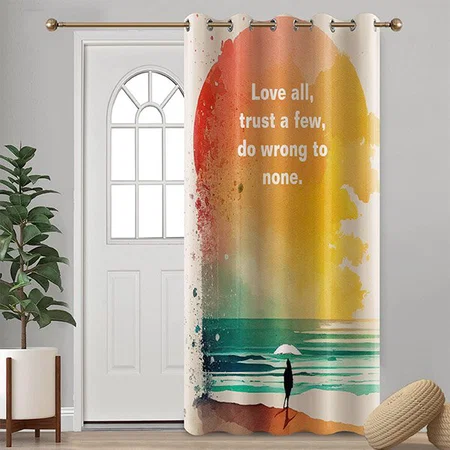 Walking into the Waves Abstract Beach Art Customized Photo Printed Curtain
