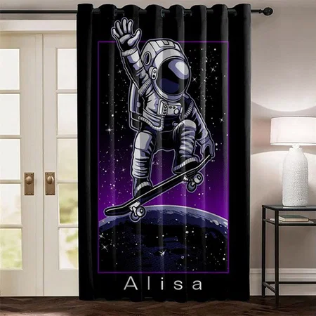 Astronaut Design Customized Photo Printed Curtain
