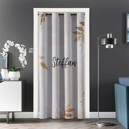 Golden Leaves Design Customized Photo Printed Curtain