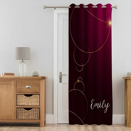 Purple Golden Circle Design Customized Photo Printed Curtain