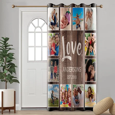 Photo Collage Rustic Design Customized Photo Printed Curtain