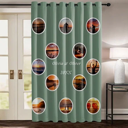 Photo Collage Polka Dot Monogram Customized Photo Printed Curtain