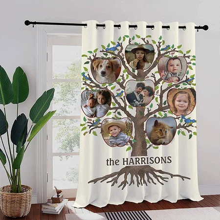 Family Tree Photo Collage Customized Photo Printed Curtain