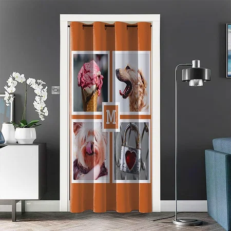 4 Photo & Monogram Customized Photo Printed Curtain