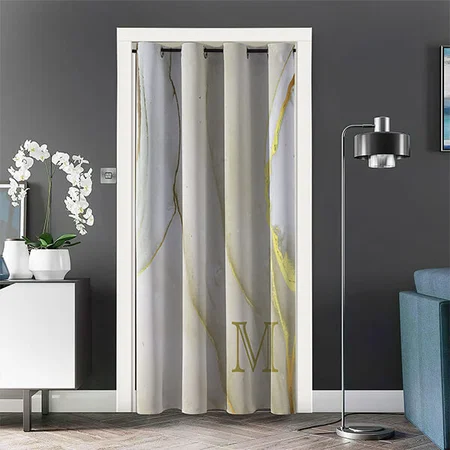 Elegant Gold Ink Abstract Pattern Monogram Customized Photo Printed Curtain