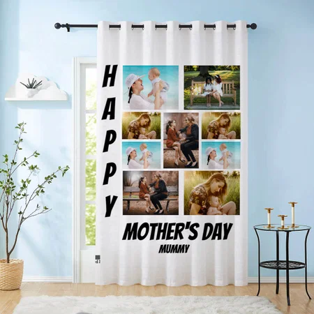 Mother's Day 9 Photo Collage Customized Photo Printed Curtain