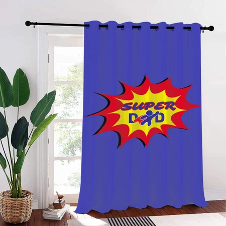 Super Hero Dad Customized Photo Printed Curtain