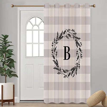 Grey Buffalo Check Monogram Customized Photo Printed Curtain