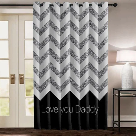 Black Silver Glitter Design Customized Photo Printed Curtain