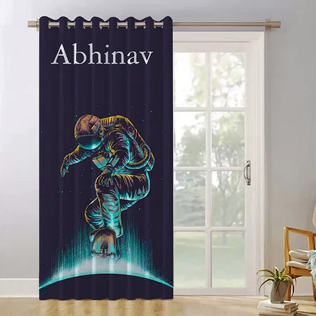 Astronaut Design Customized Photo Printed Curtain