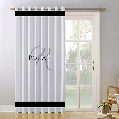 Modern Stripes Black and White Customized Photo Printed Curtain